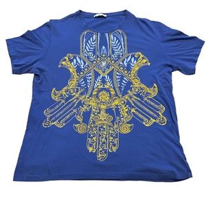 Versace Collection Mens Blue Graphic Shirt